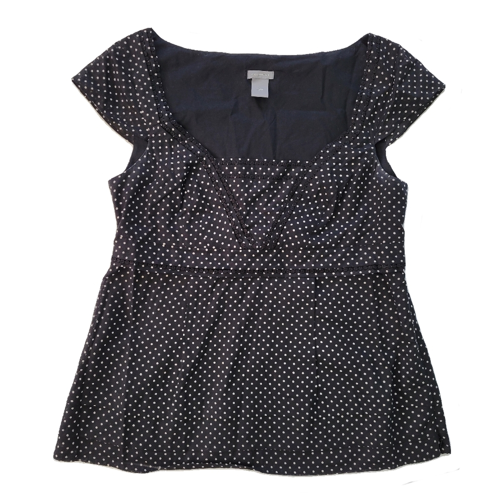 Ann Taylor size 6 black polka dot peplum top